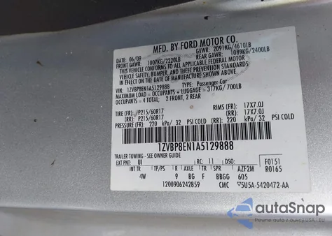 2010 Ford Mustang V6 Premium z USA, uszkodzony, nr VIN 1ZVBP8EN1A5129888